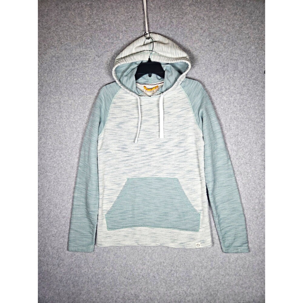 Free Planet Woman's L Colorblock Heathered Raglan Pullover Hoodie Sage Green